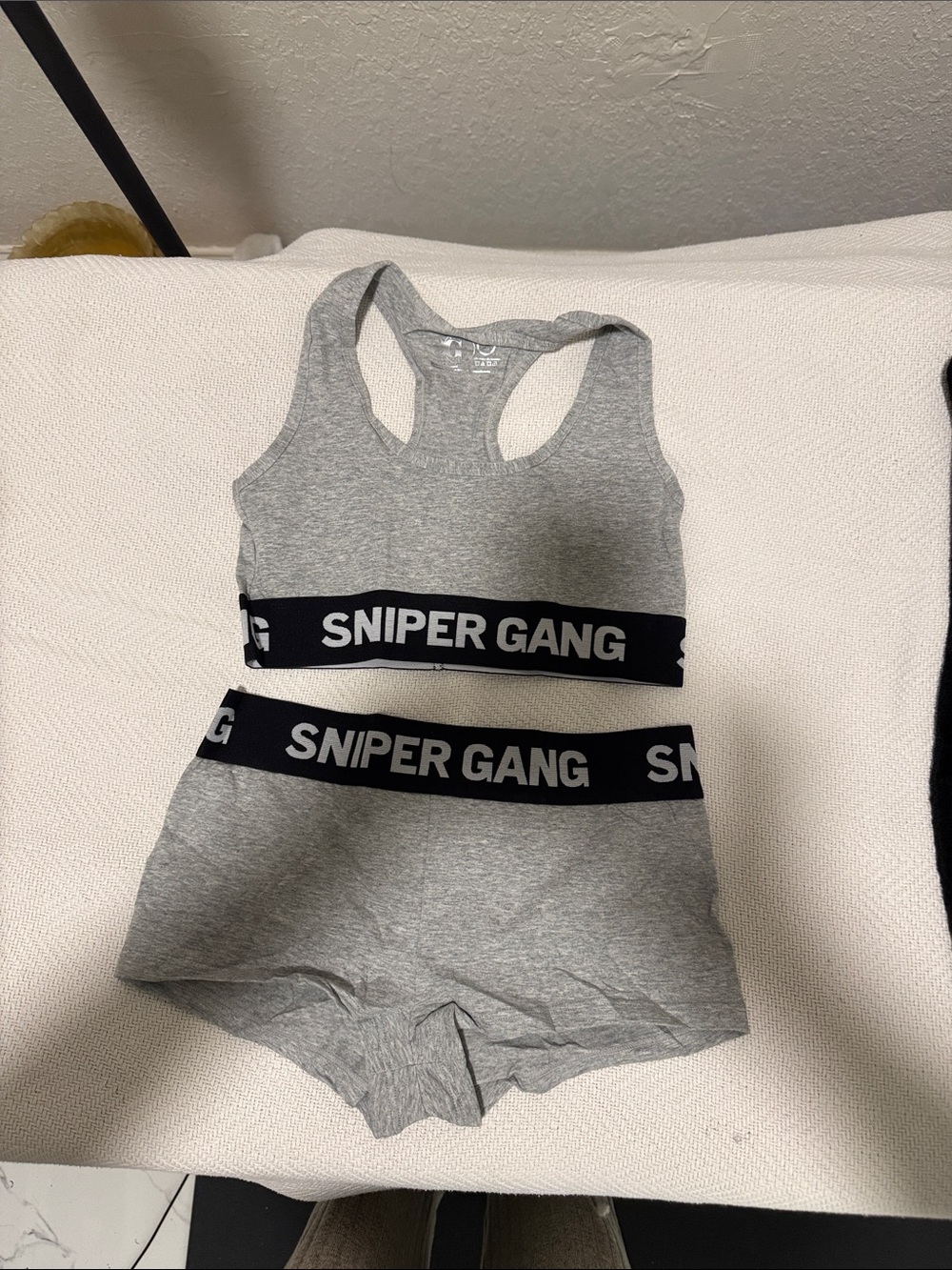 SNIPER GANG Grey Athletic Sport Bra and panty set